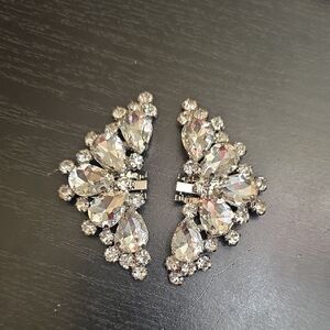 Elegant Silver Crystal Clip On